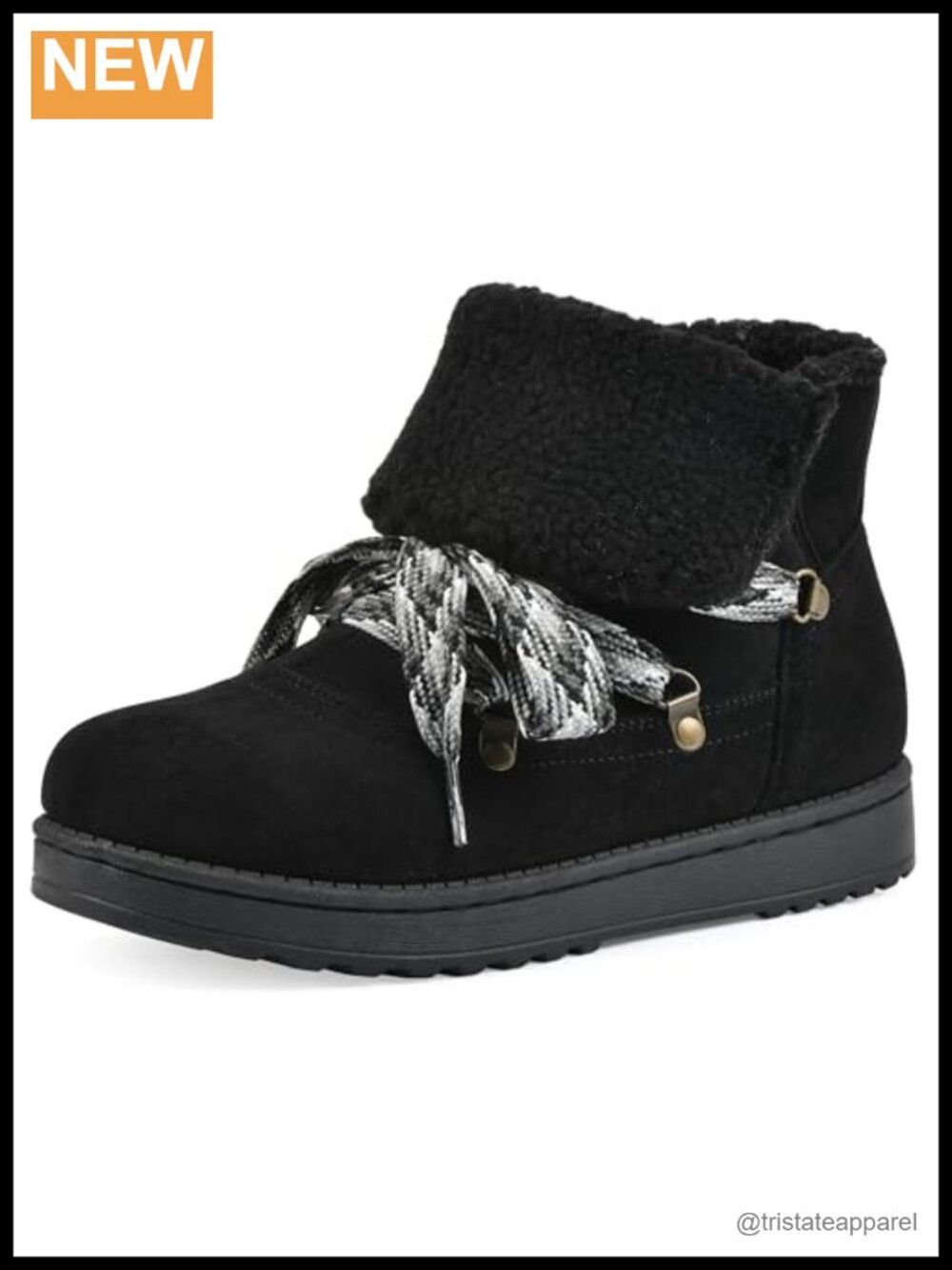 Faux Fur Lined Lace-up Ankle Booties Women's Comfortable Winter Boots